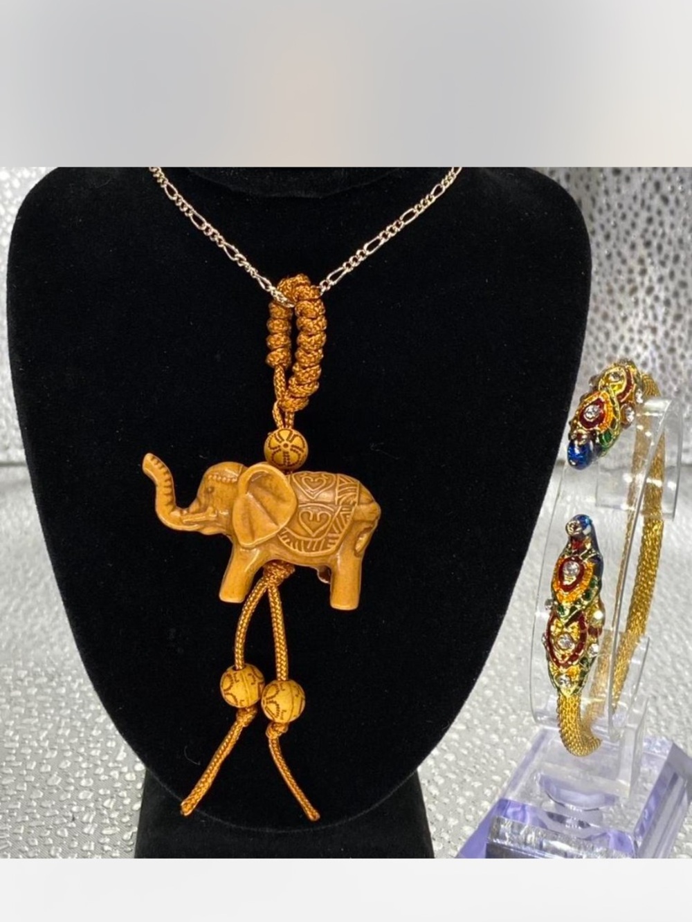 Handcrafted Golden Tan *** Lucky  Elephant Pendant Necklace / Bracelet *^*